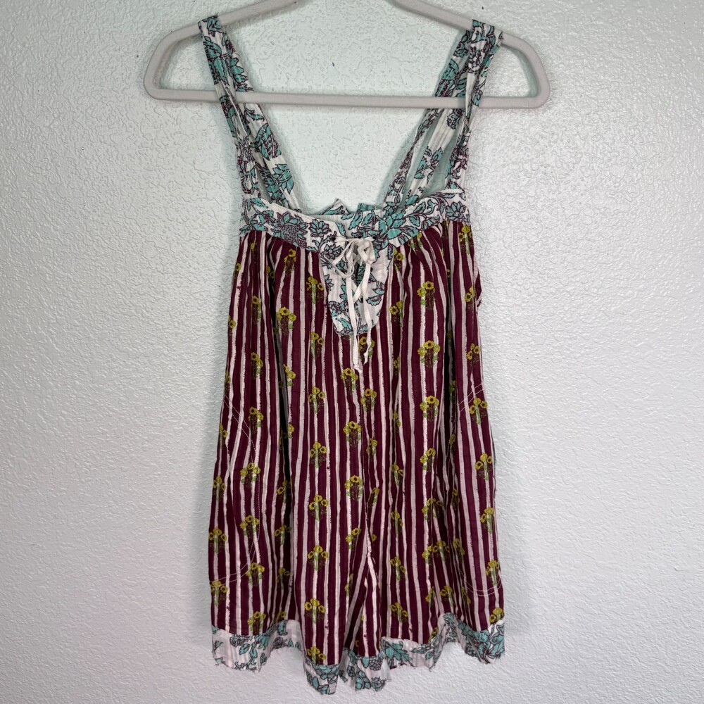 Free People Romper Womens Small Floral Stripe Port Au Prince Cotton One Piece S